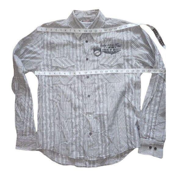 Gin Tonic Button Up Long‎ Sleeve Striped Sz M Shirt Men - Picture 5 of 7